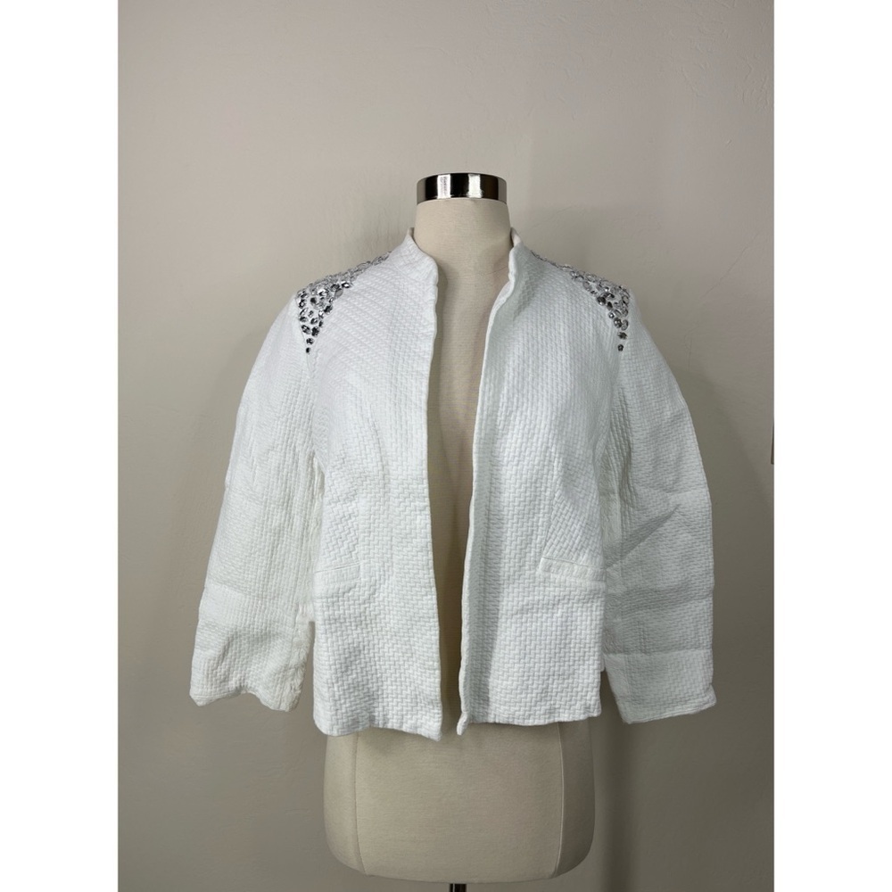 Chicos Embellished Pea Coat Jacket